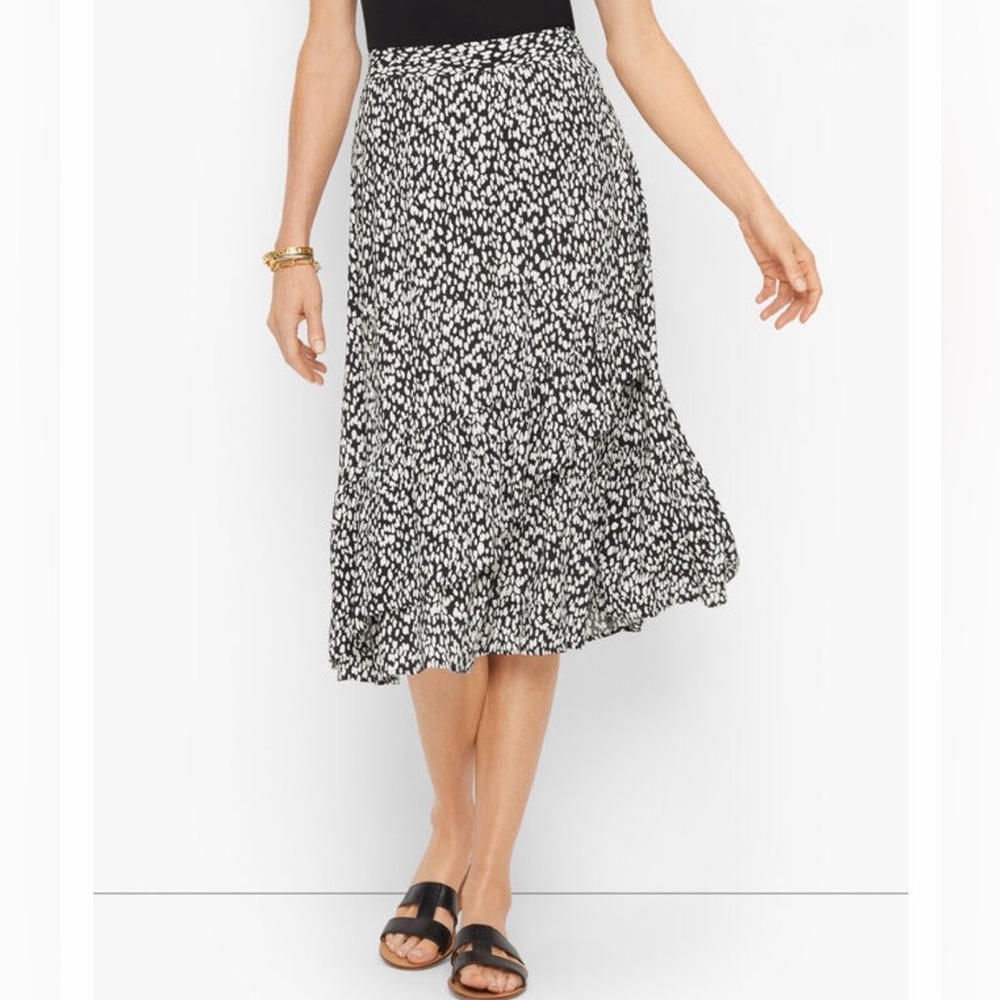 Talbots Abstract Animal Print Ruffle Skirt Size Medium